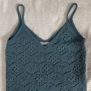 American Eagle Outfitters Teal Crochet Crop Camisole Tank